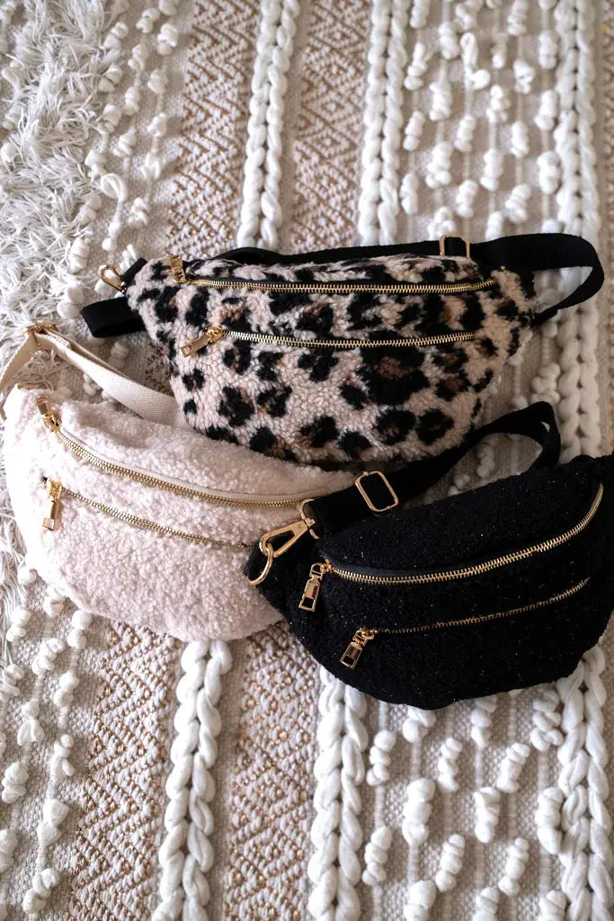 Sac banane Ophélie en moumoute beige