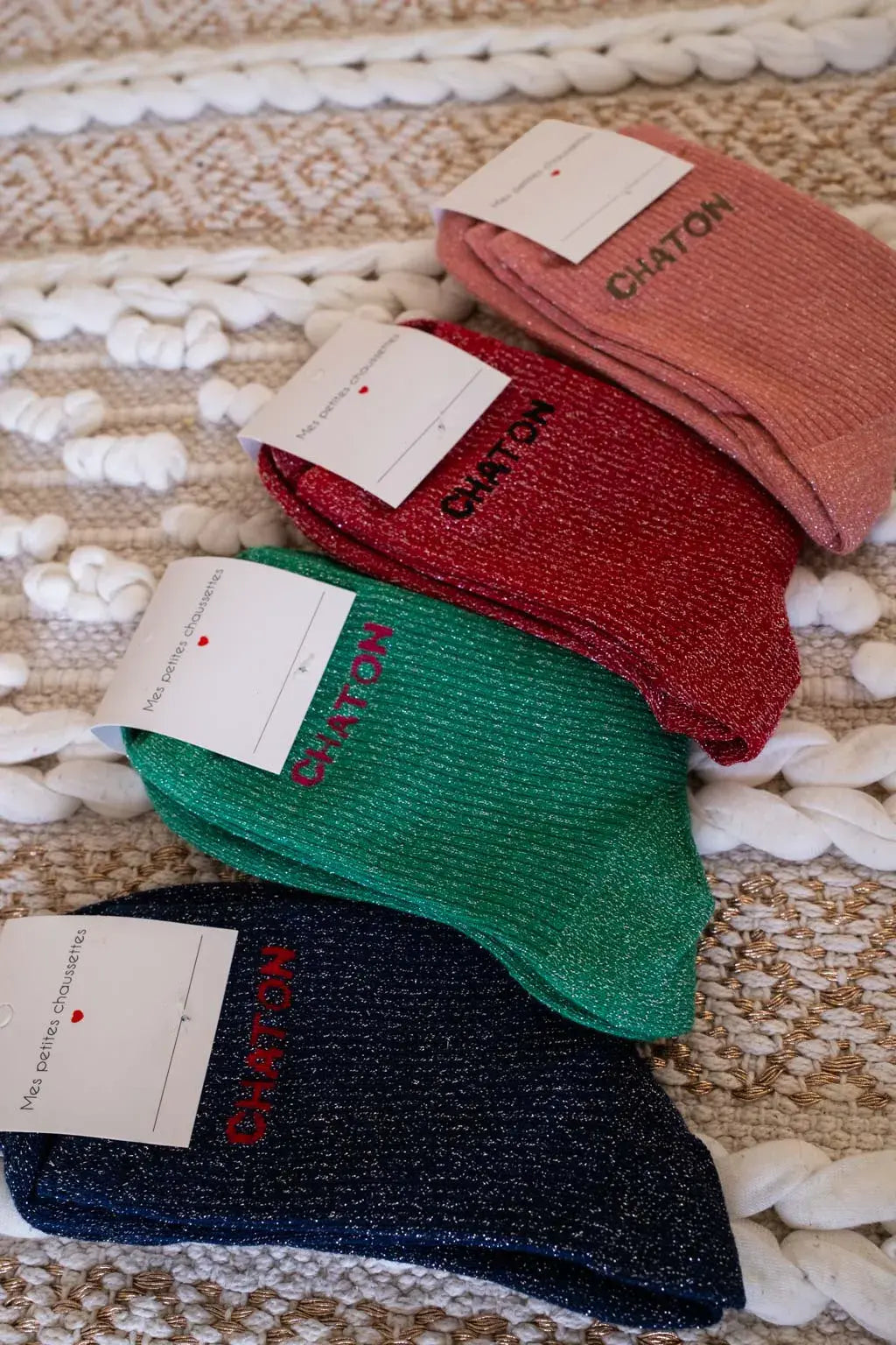 Chaussettes Chaton vieux rose