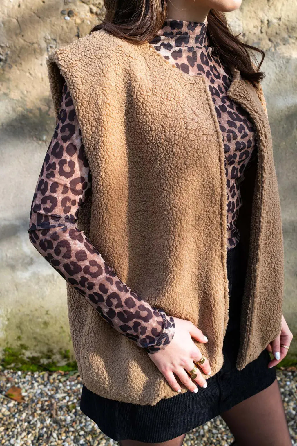 Gilet moumoute Naha camel