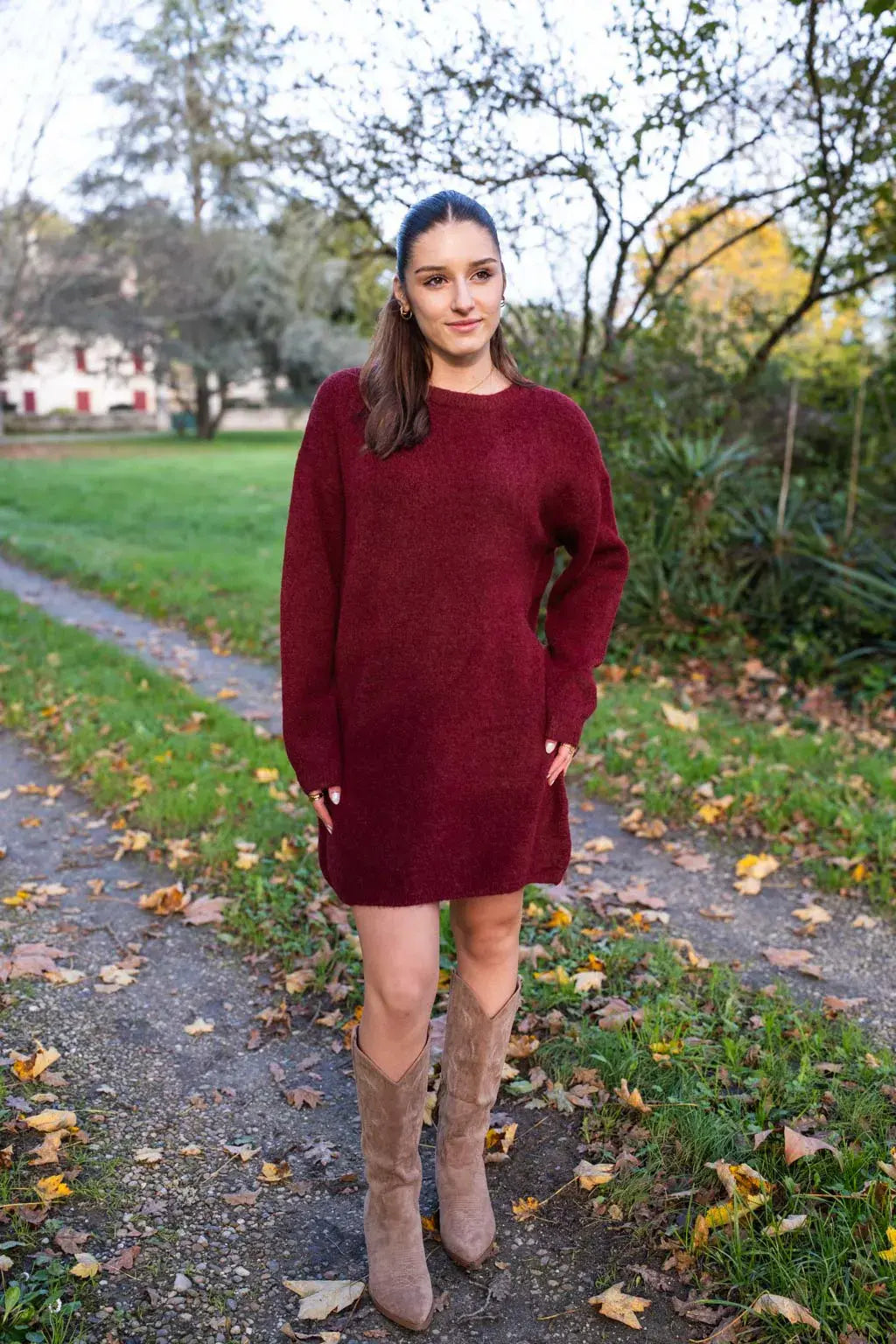Robe pull Solana bordeaux