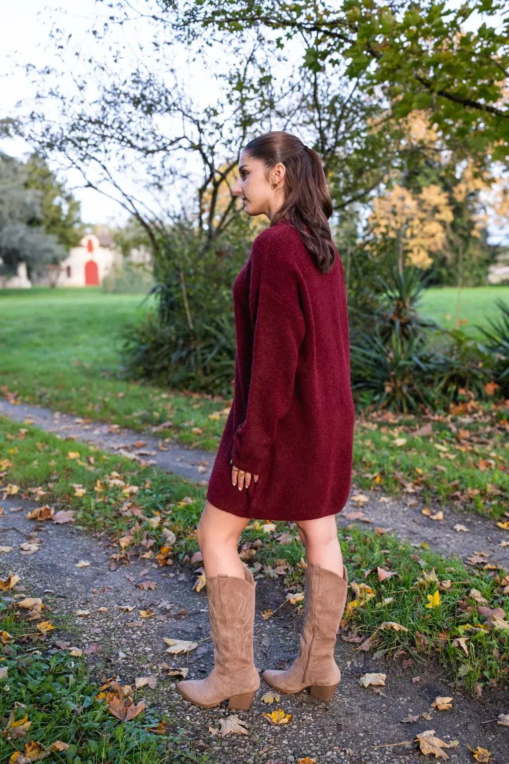 Robe pull Solana bordeaux