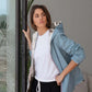 Imperméable rembourré mi-saison Laura Jo - Mandy court bleu ciel/doré