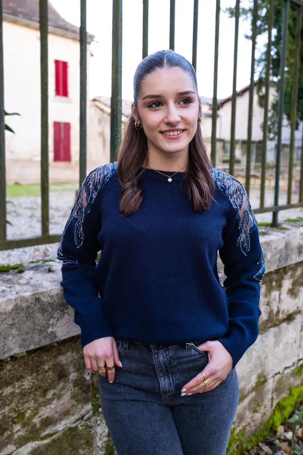 Pull Jeanne marine