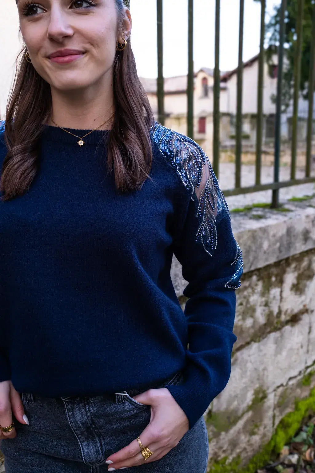 Pull Jeanne marine