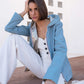 Imperméable réversible Laura Jo bleu ciel/dorée - Elena courte