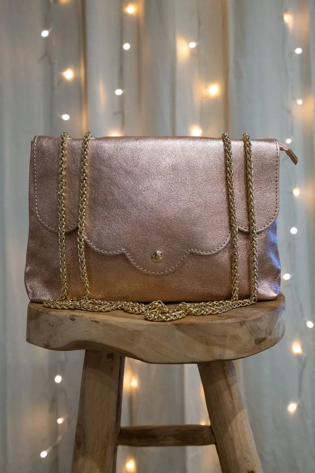 Sac en cuir irisé Nuage champagne