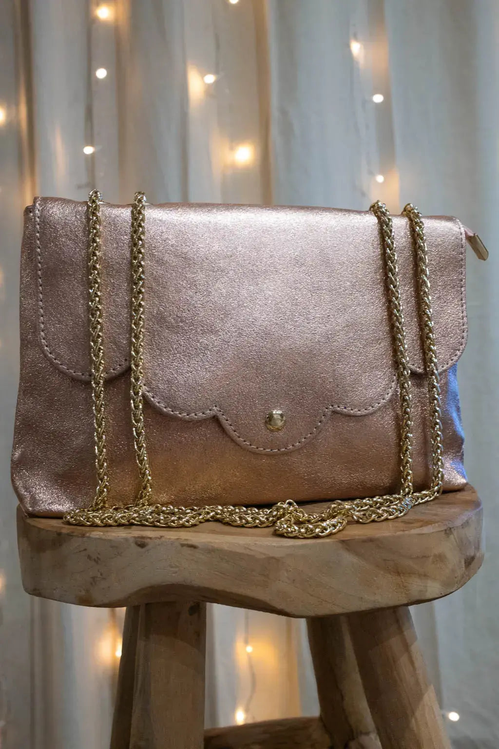 Sac en cuir irisé Nuage champagne