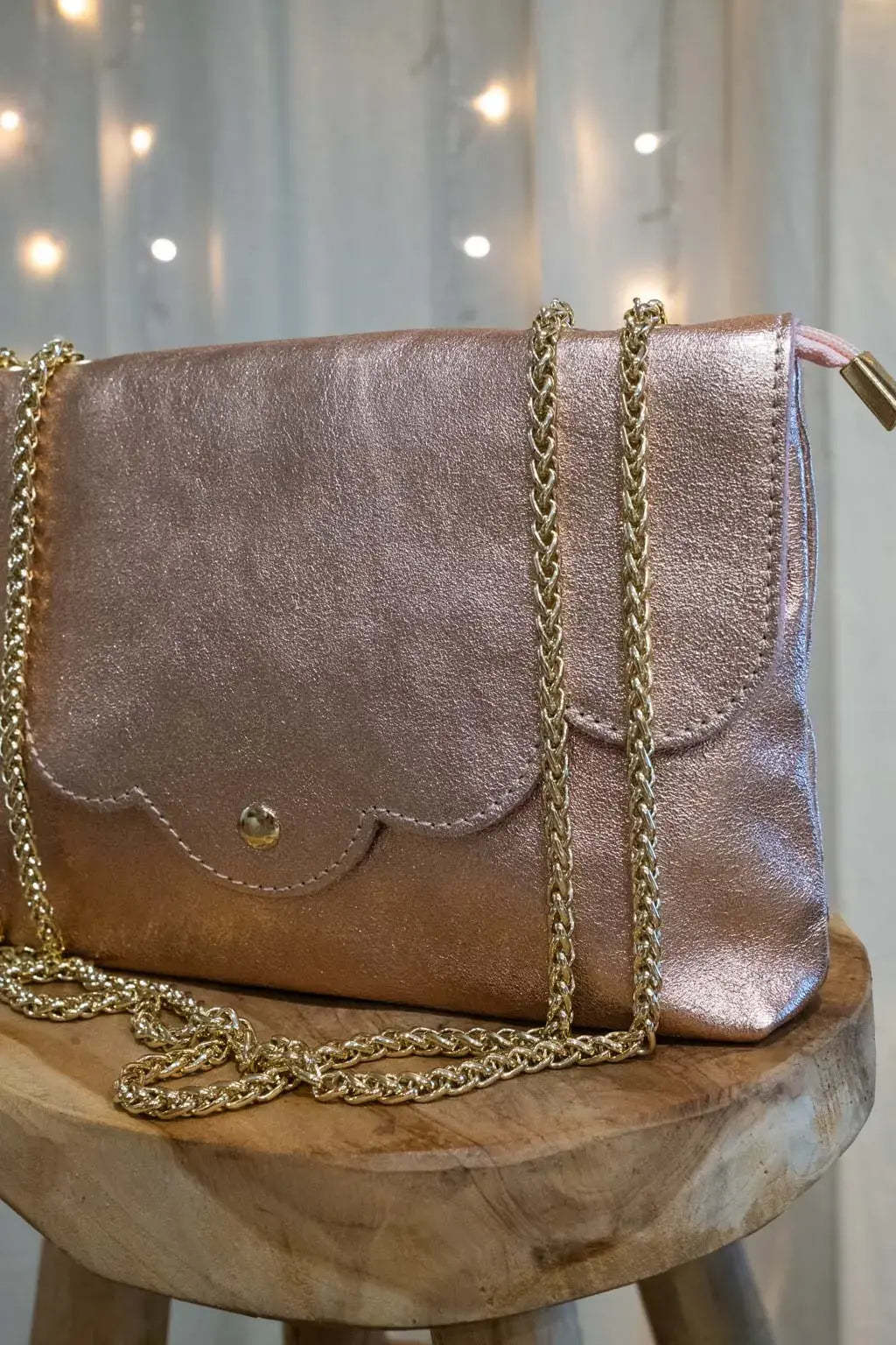 Sac en cuir irisé Nuage champagne