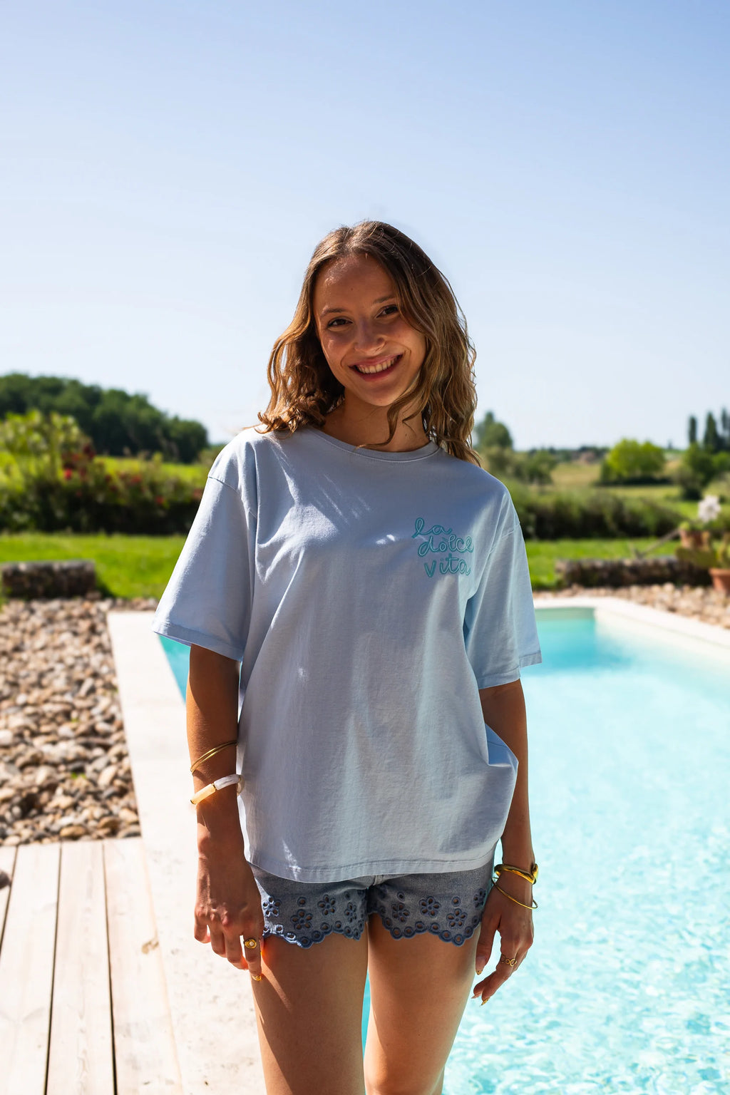 T-shirt La dolce vita bleu