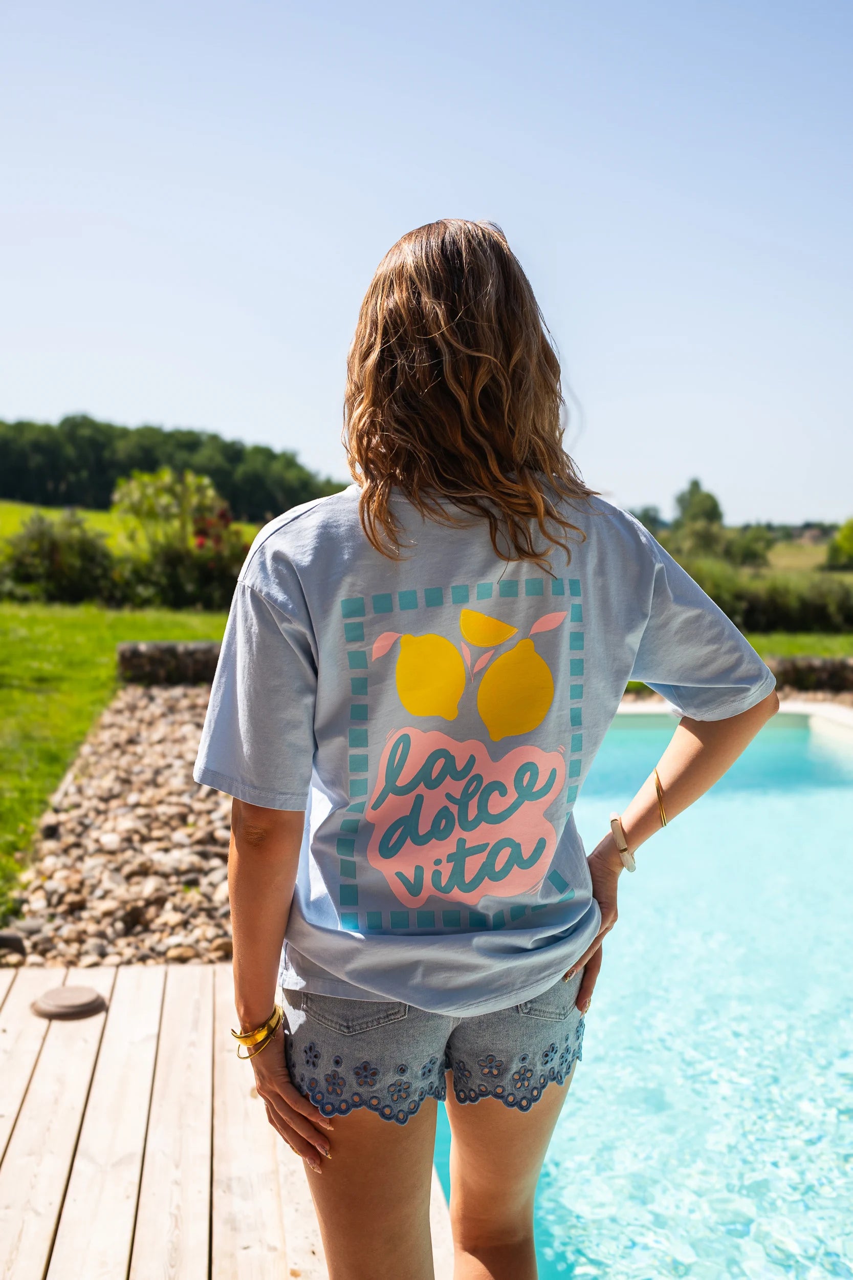 T-shirt La dolce vita bleu