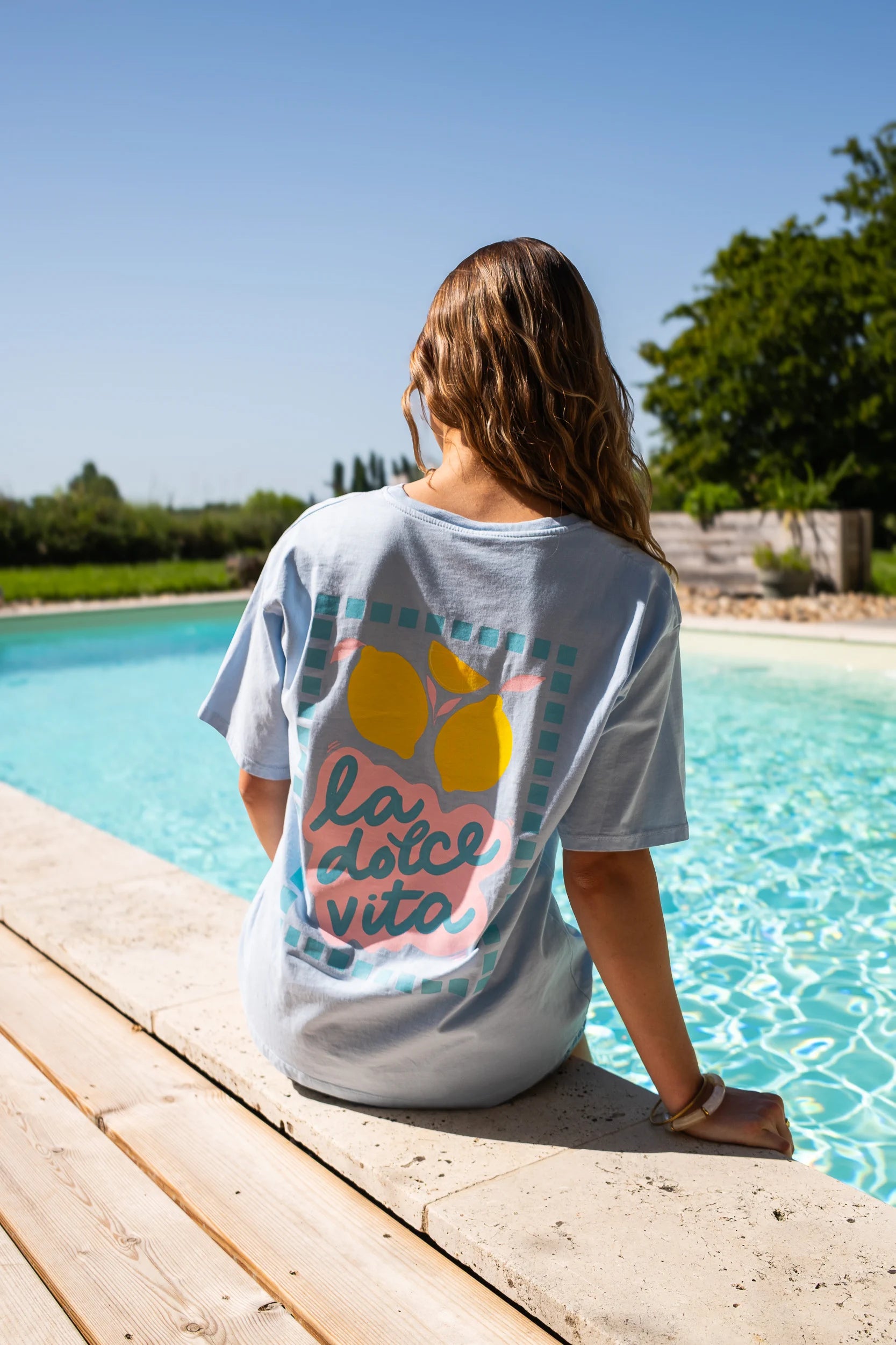 T-shirt La dolce vita bleu