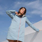 Imperméable rembourré mi-saison Laura Jo - Mandy long bleu ciel/doré