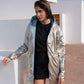 Imperméable rembourré mi-saison Laura Jo - Mandy long bleu ciel/doré