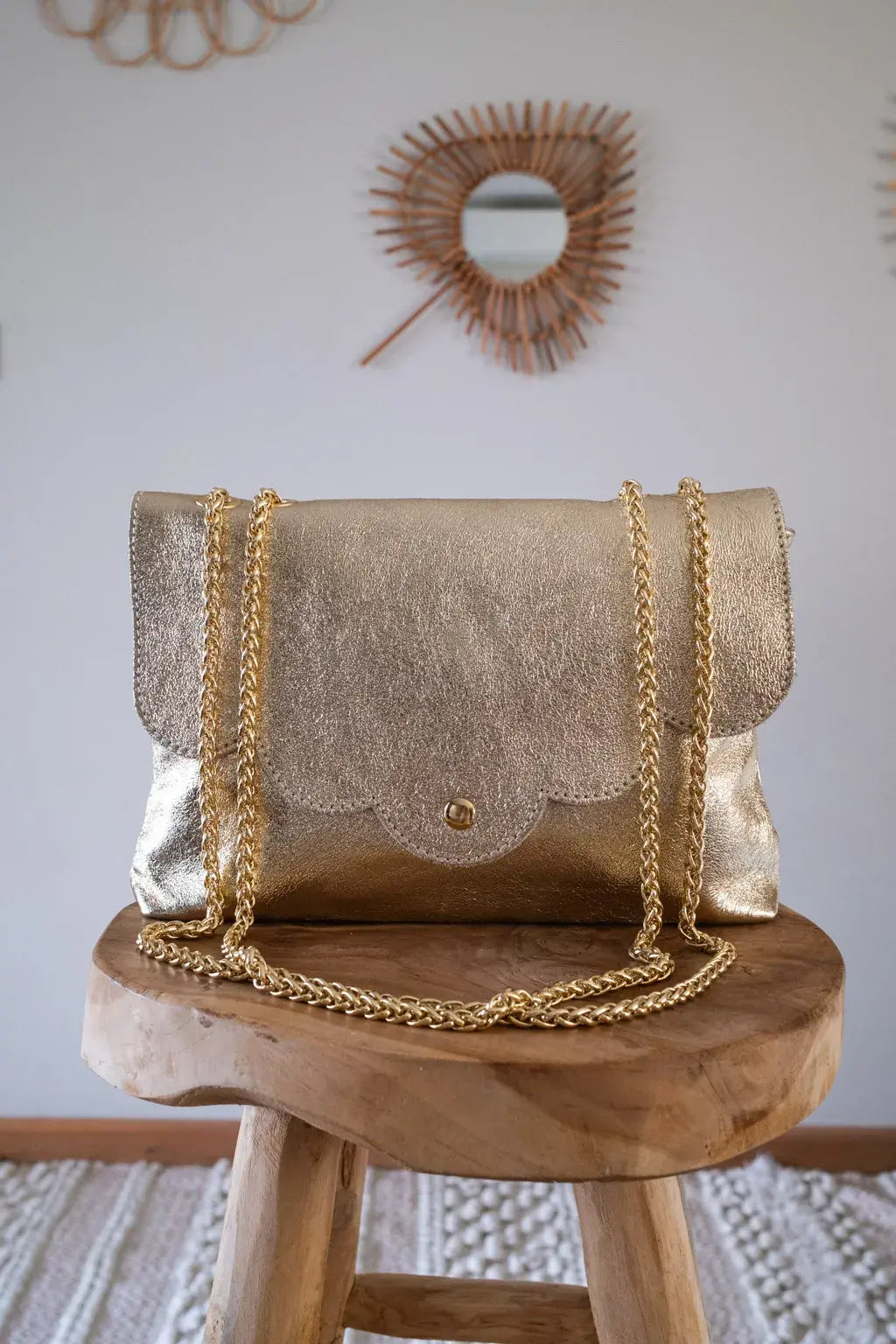 Sac en cuir irisé Nuage doré