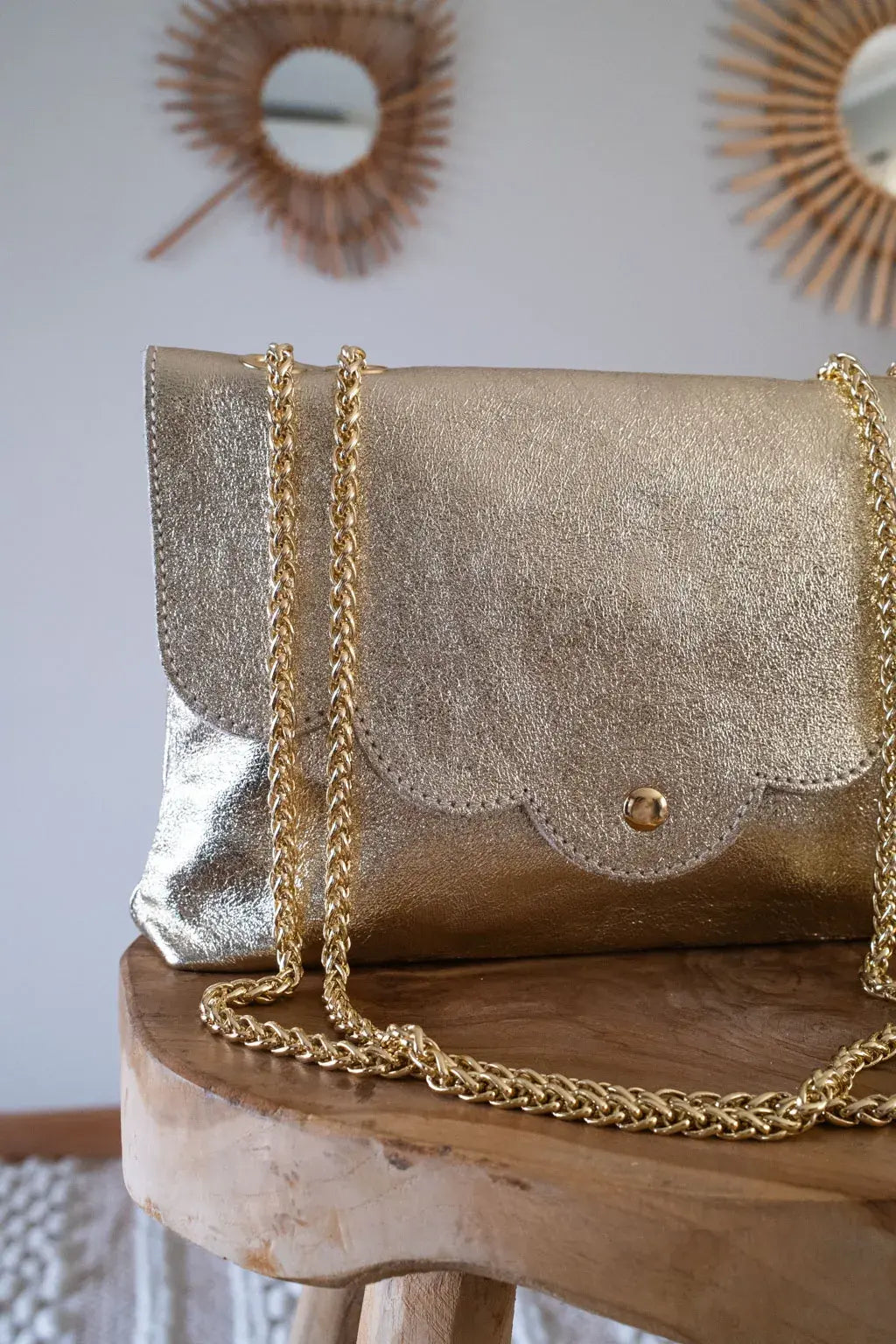 Sac en cuir irisé Nuage doré