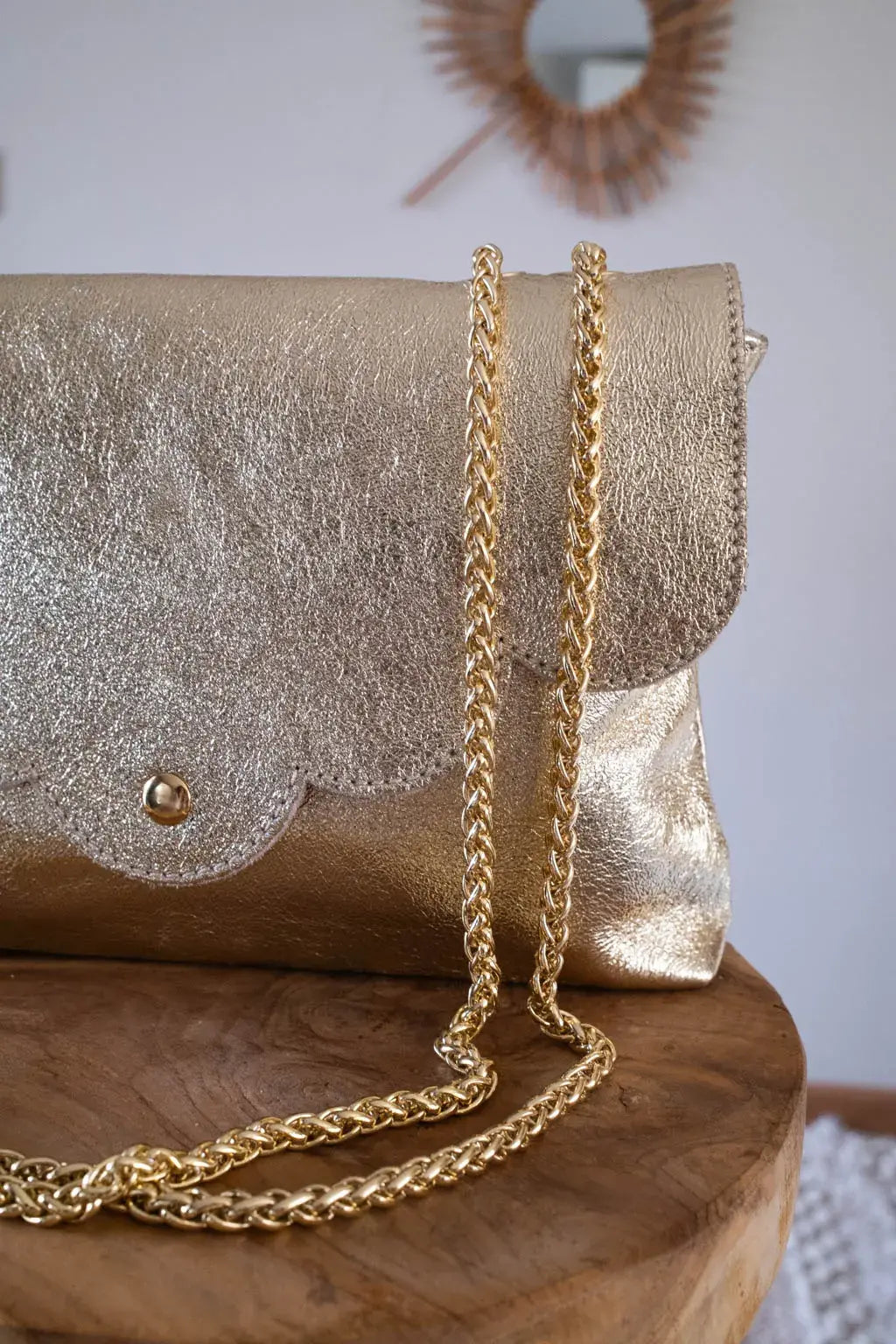 Sac en cuir irisé Nuage doré