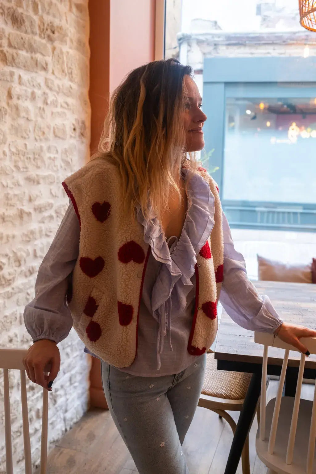 Gilet moumoute Câline beige