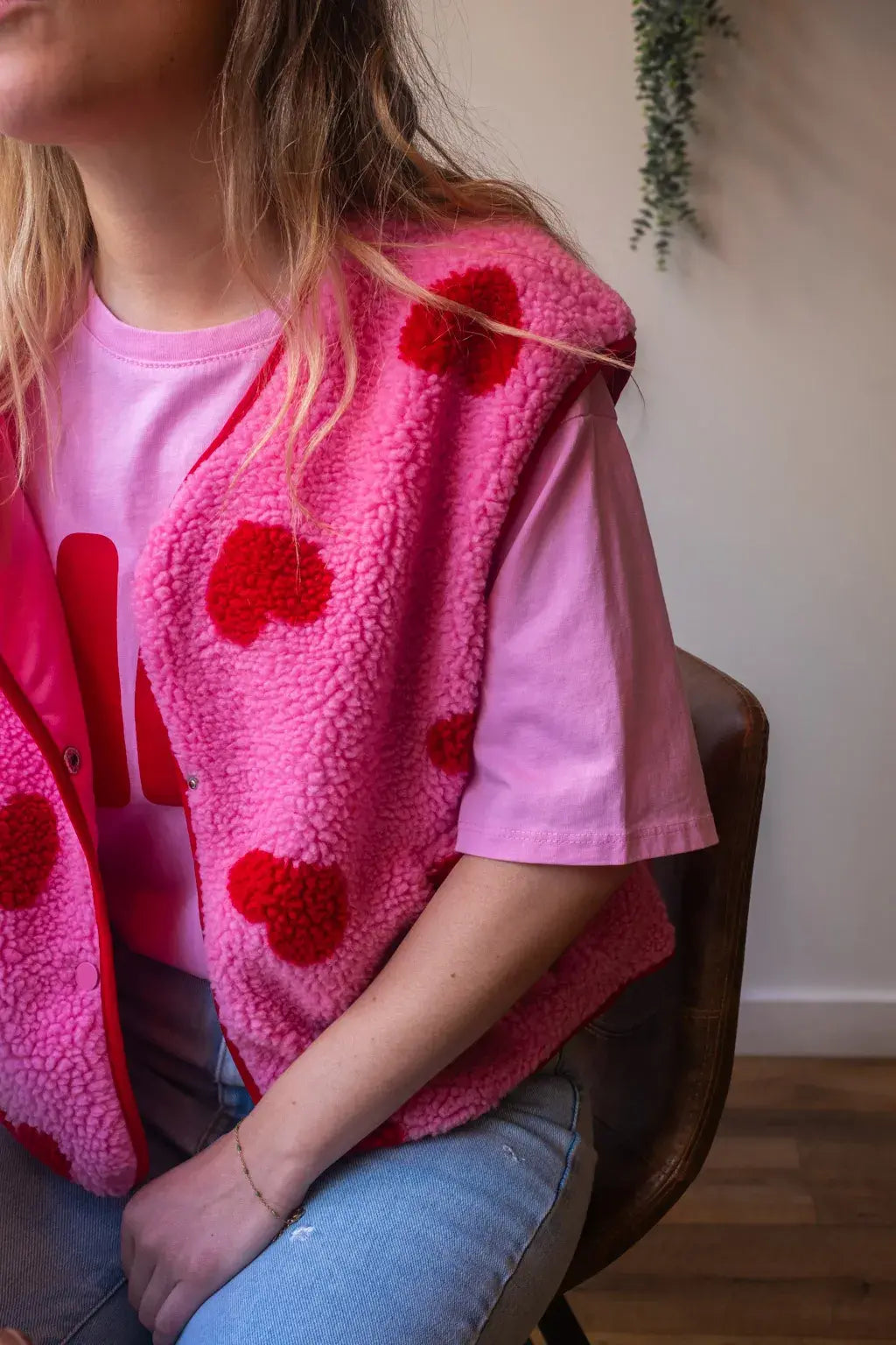 Gilet moumoute Câline rose