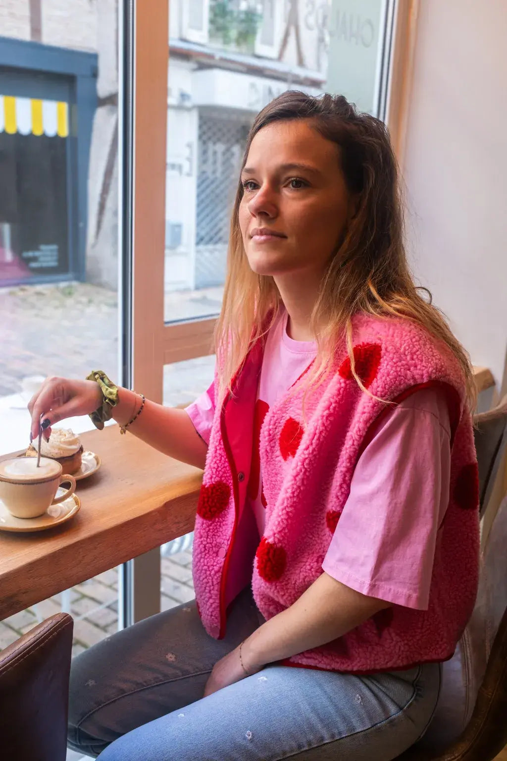 Gilet moumoute Câline rose