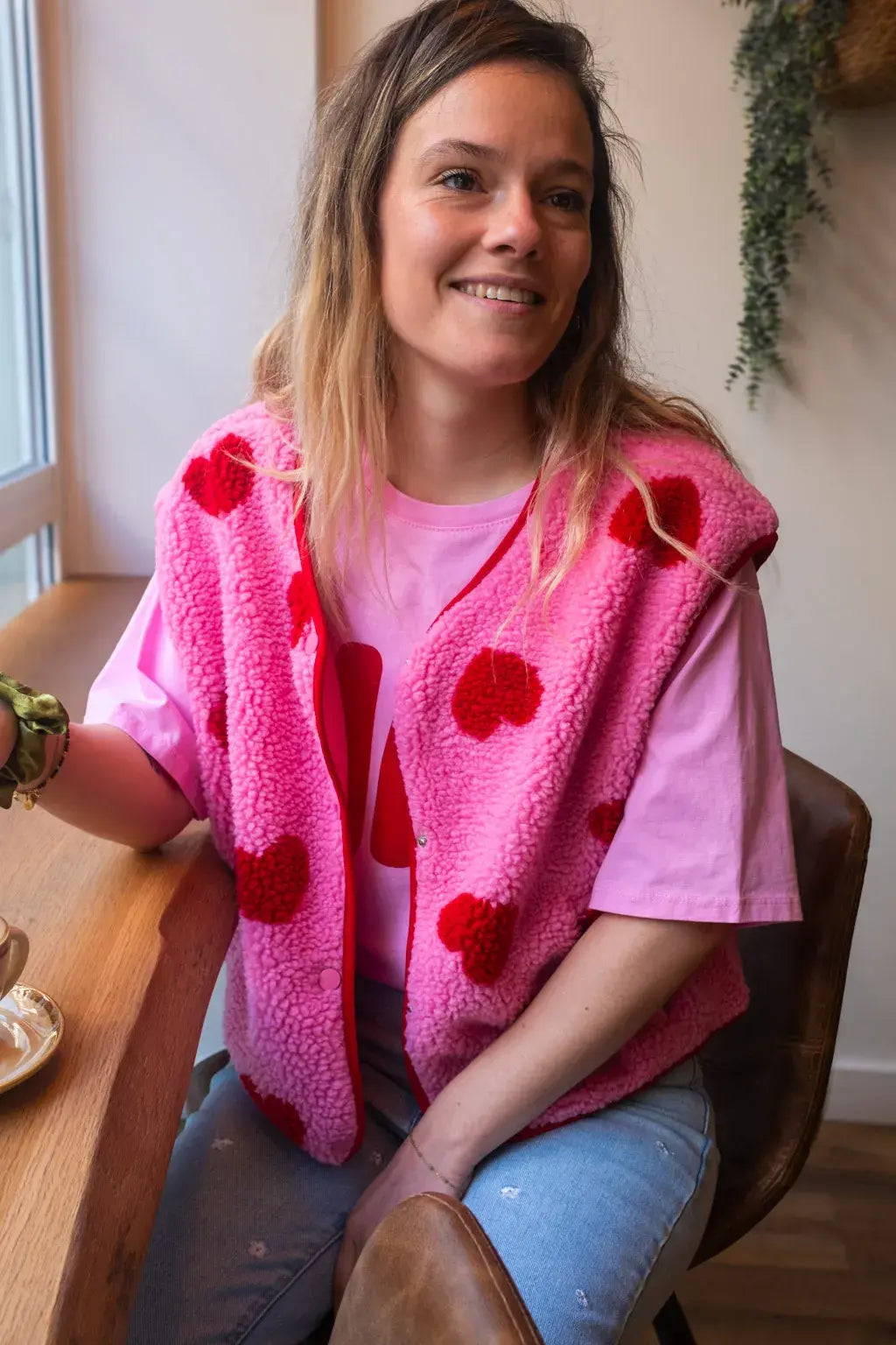 Gilet moumoute Câline rose