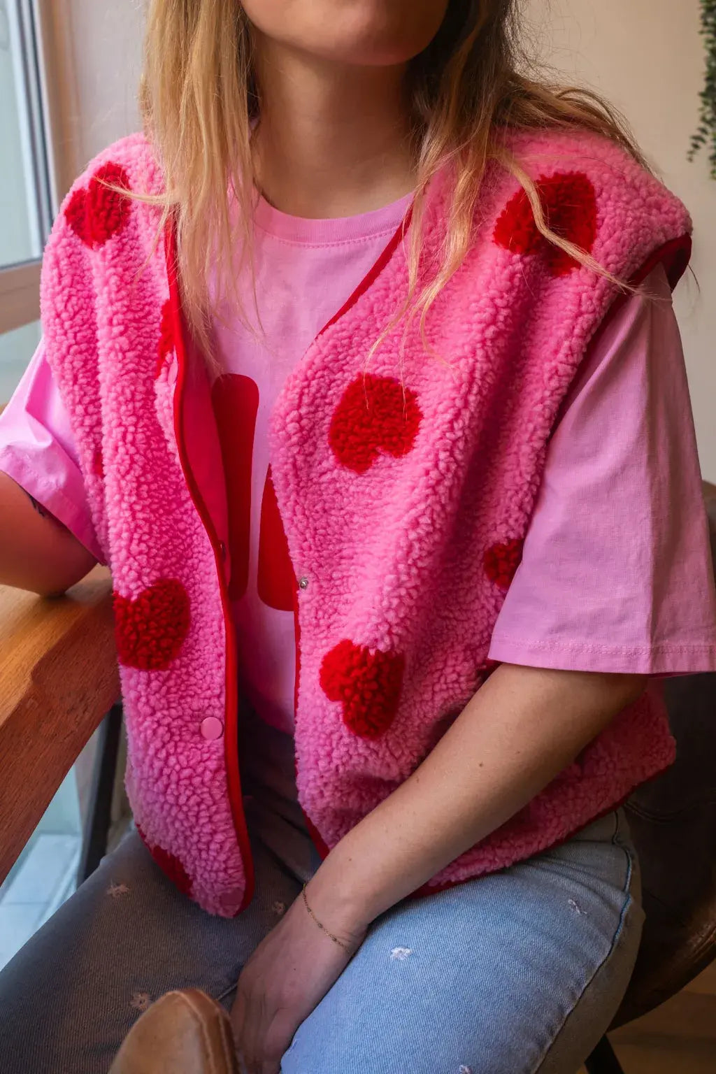 Gilet moumoute Câline rose