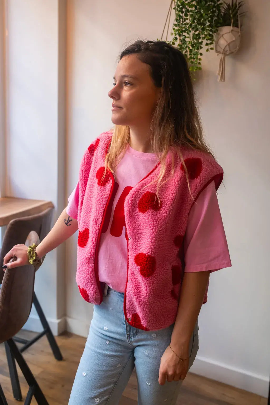 Gilet moumoute Câline rose