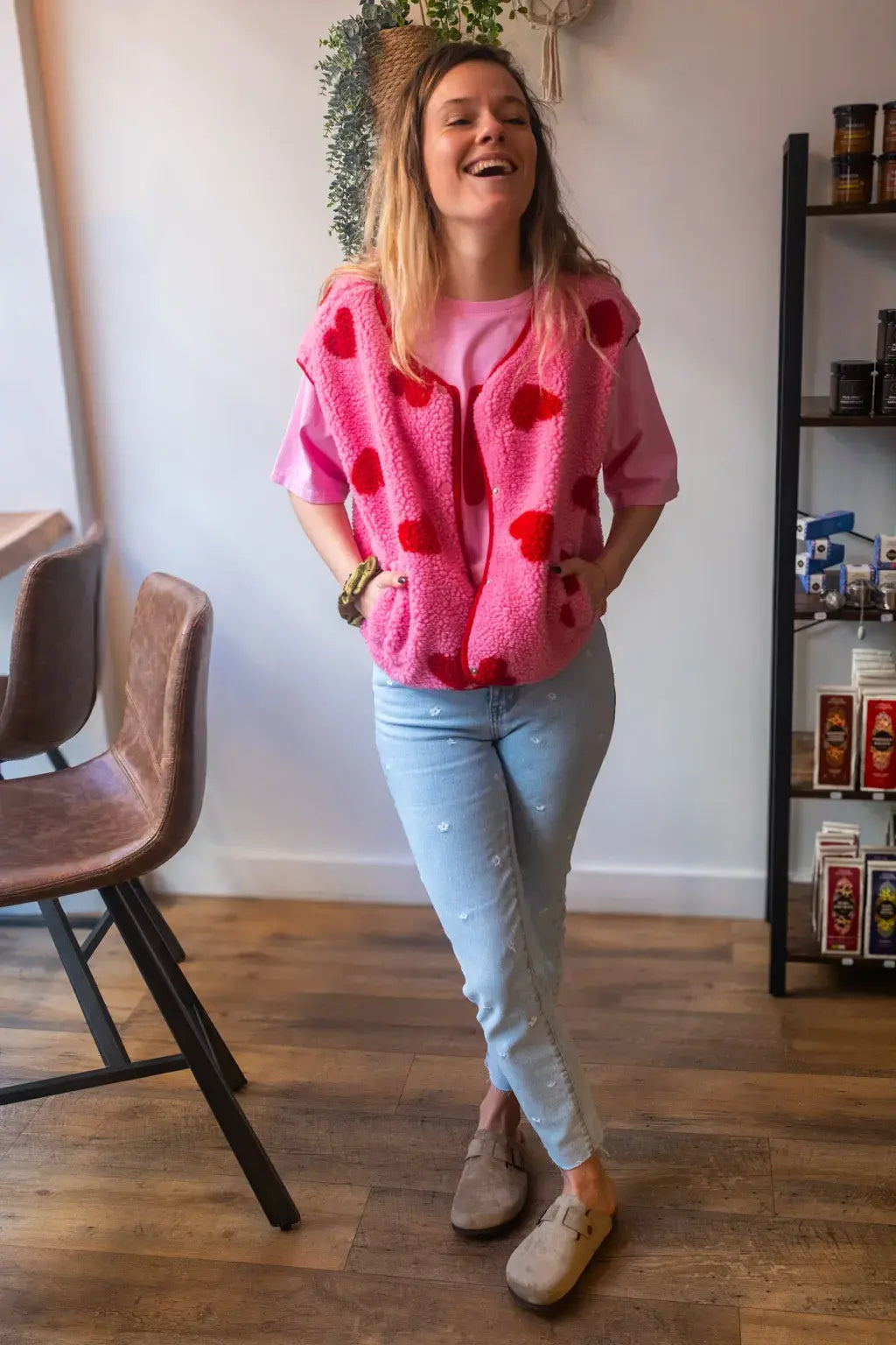 Gilet moumoute Câline rose