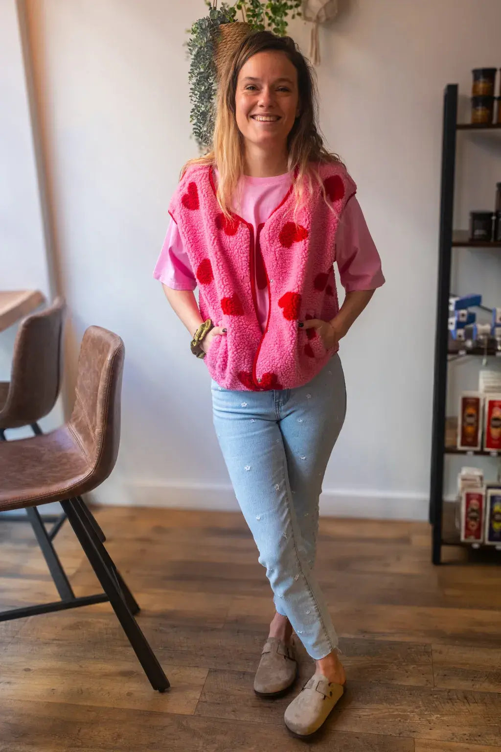 Gilet moumoute Câline rose