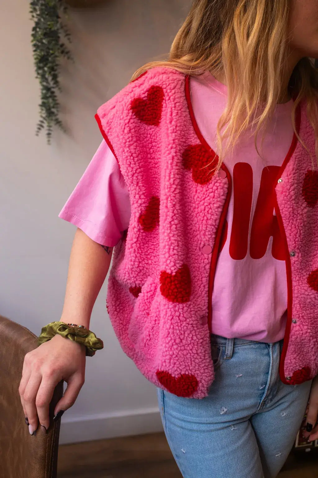 Gilet moumoute Câline rose