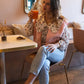 Gilet moumoute Elise rose poudré