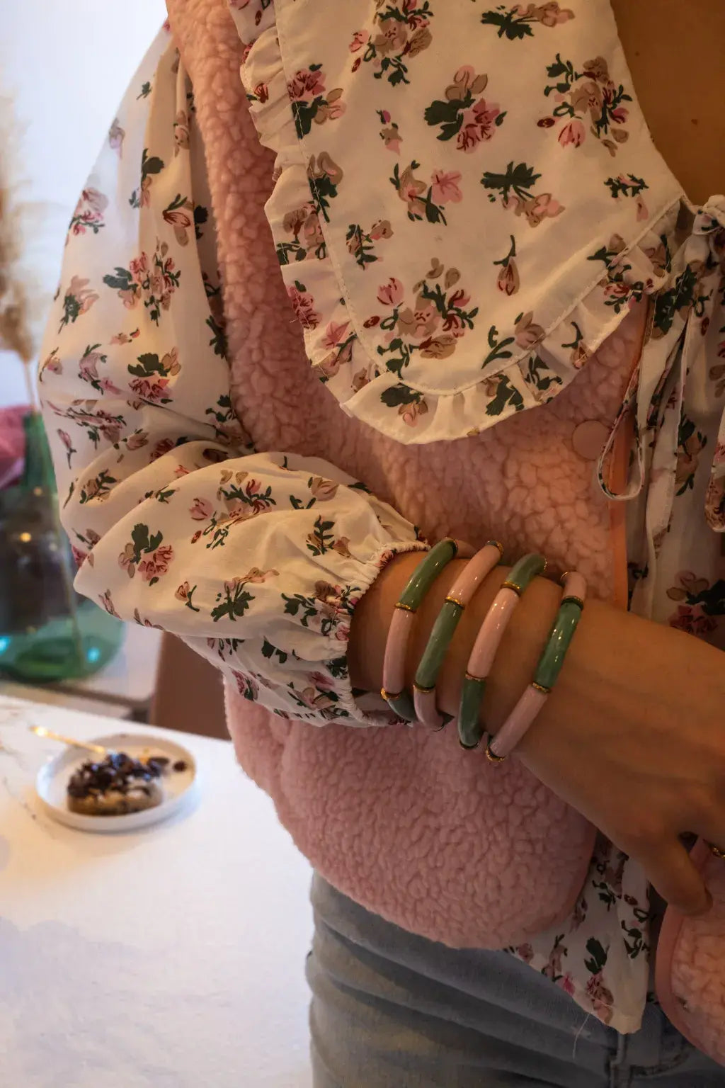 Bracelet Tyla rose poudre vert