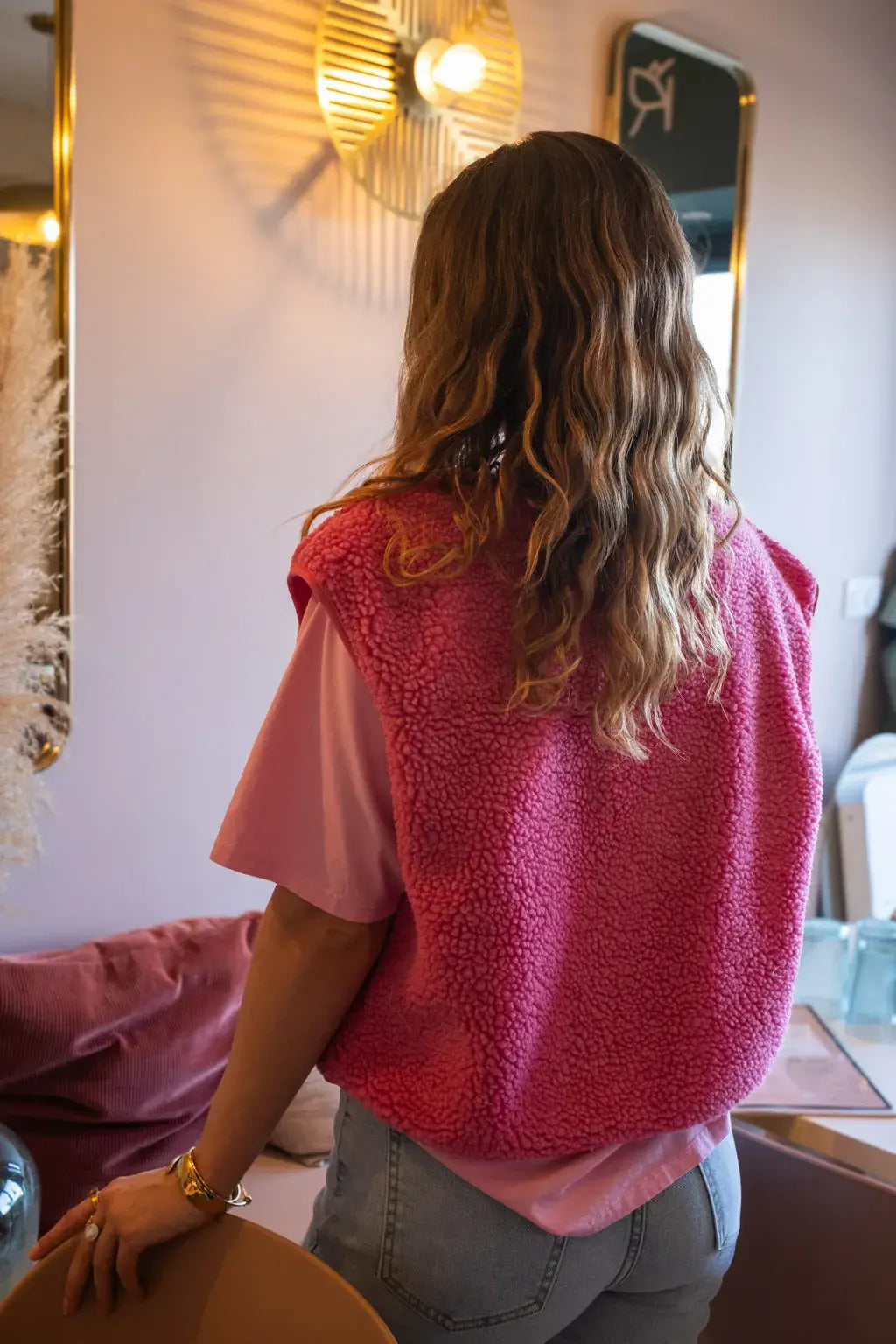 Gilet moumoute Elise fuchsia