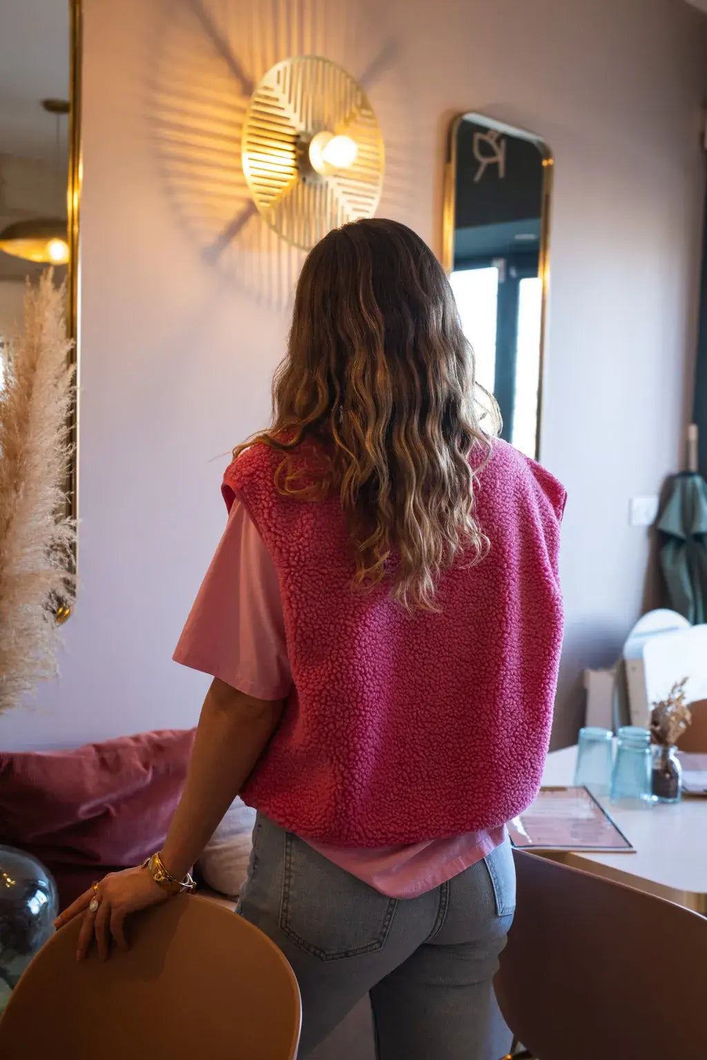 Gilet moumoute Elise fuchsia