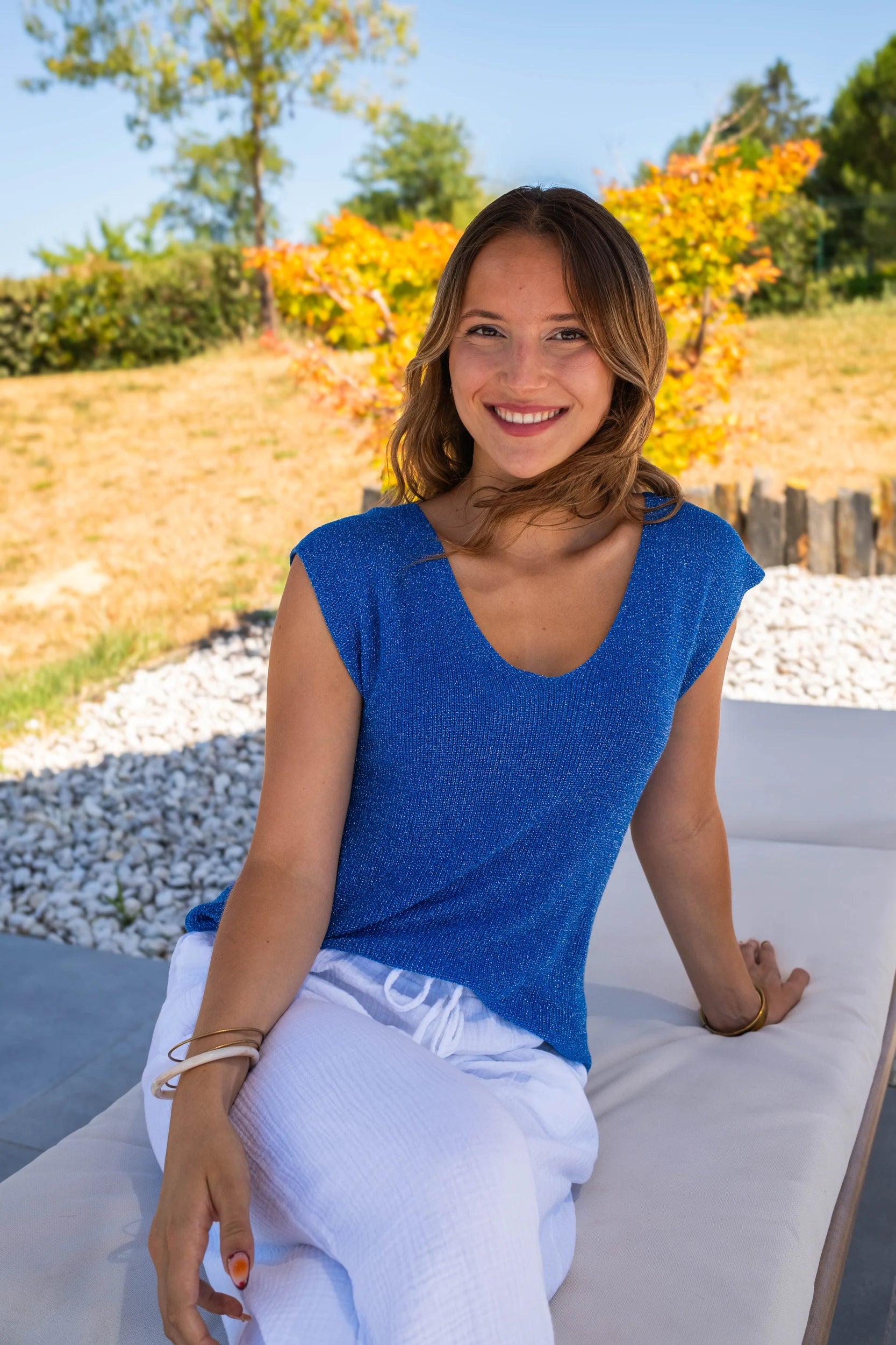 Top Aurélie bleu électrique