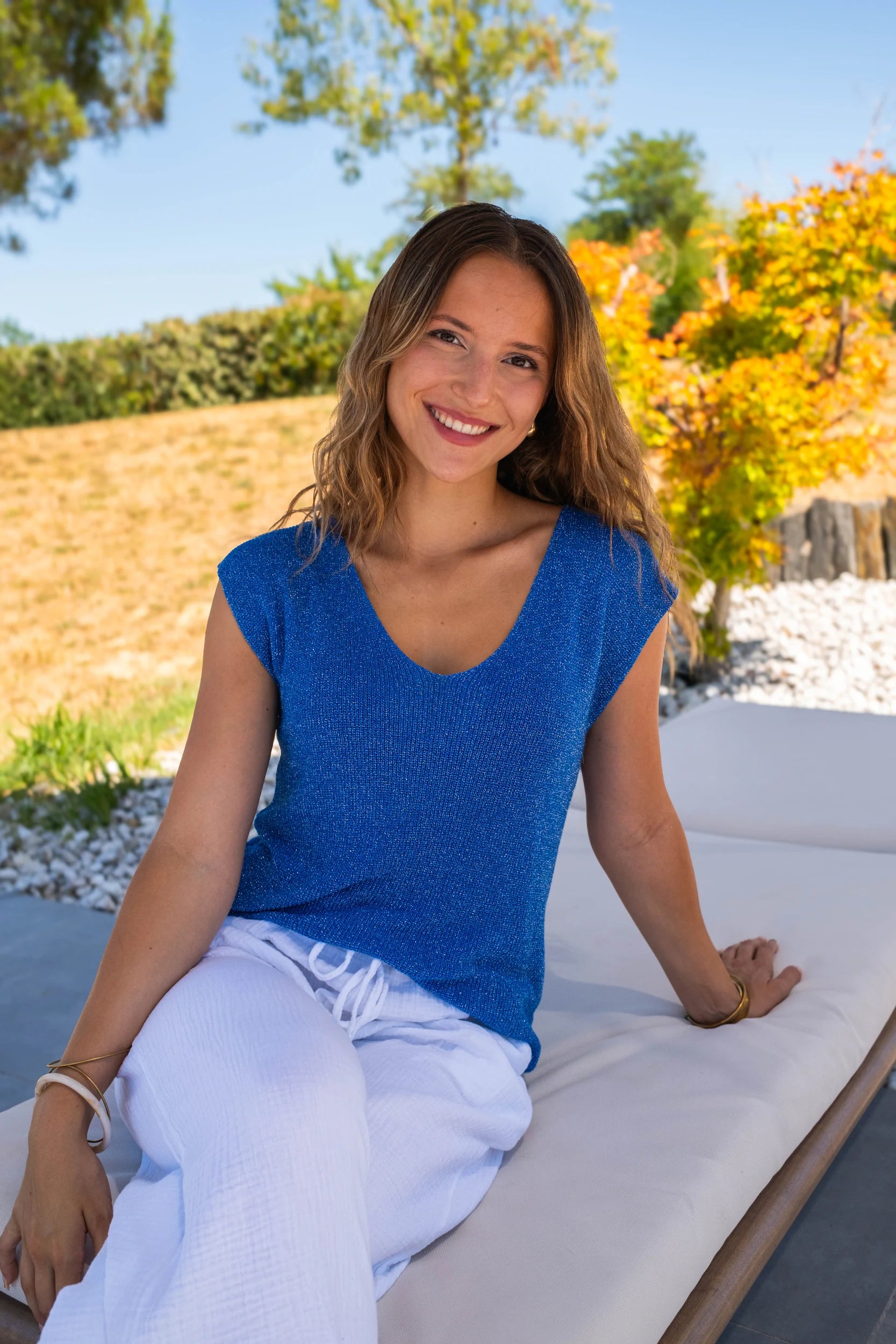 Top Aurélie bleu électrique