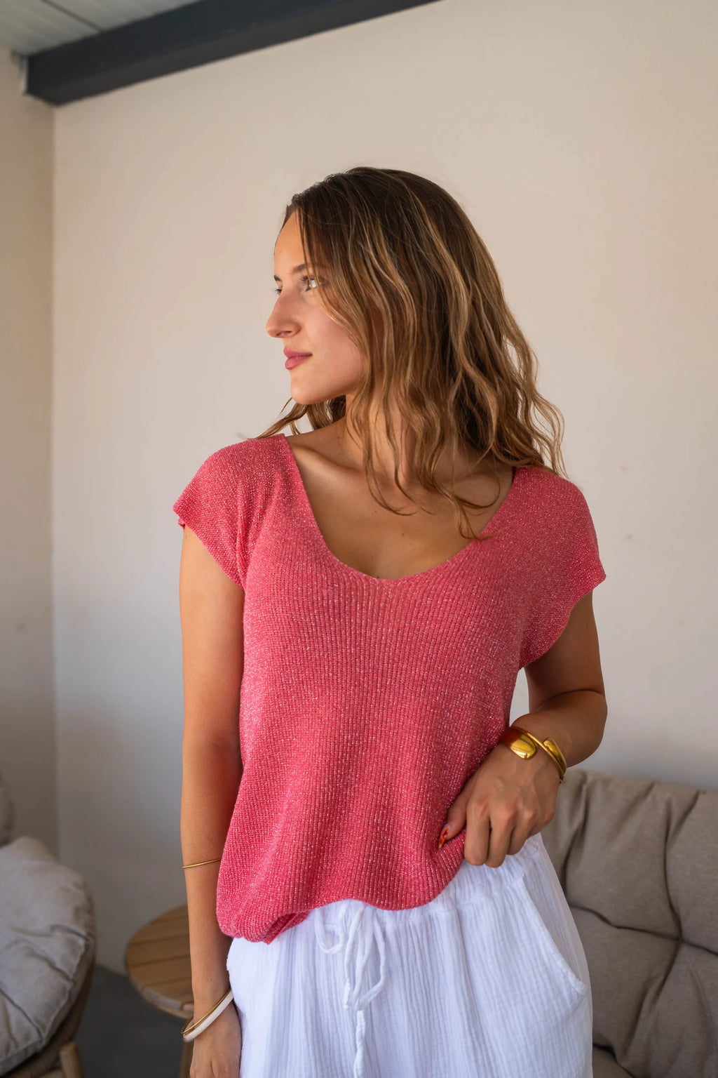 Top Aurélie corail