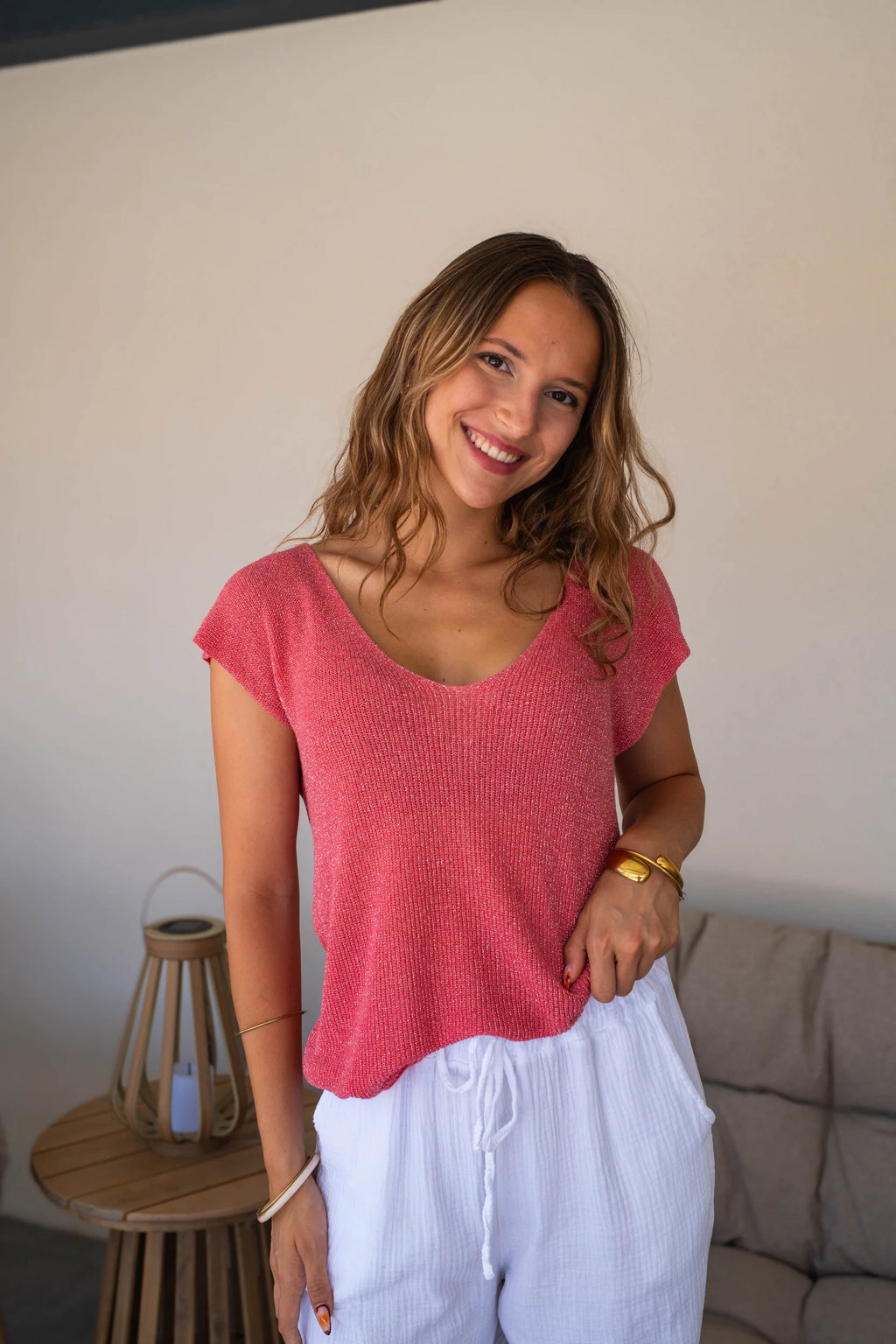 Top Aurélie corail