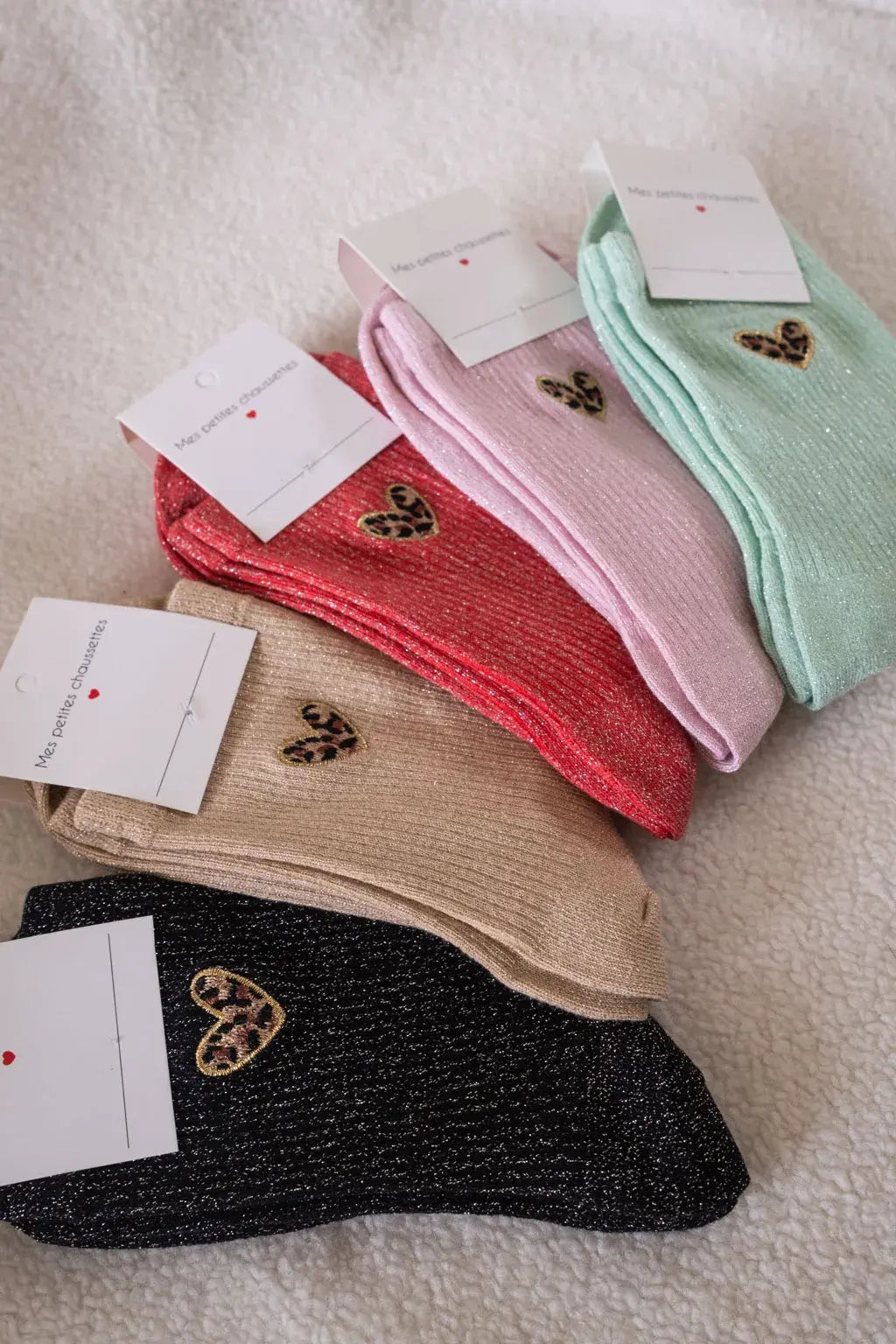 Chaussettes Cœurs léo roses