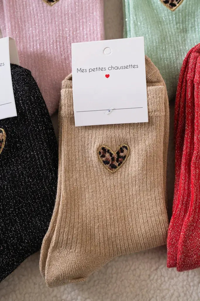 Chaussettes Cœurs léo beiges