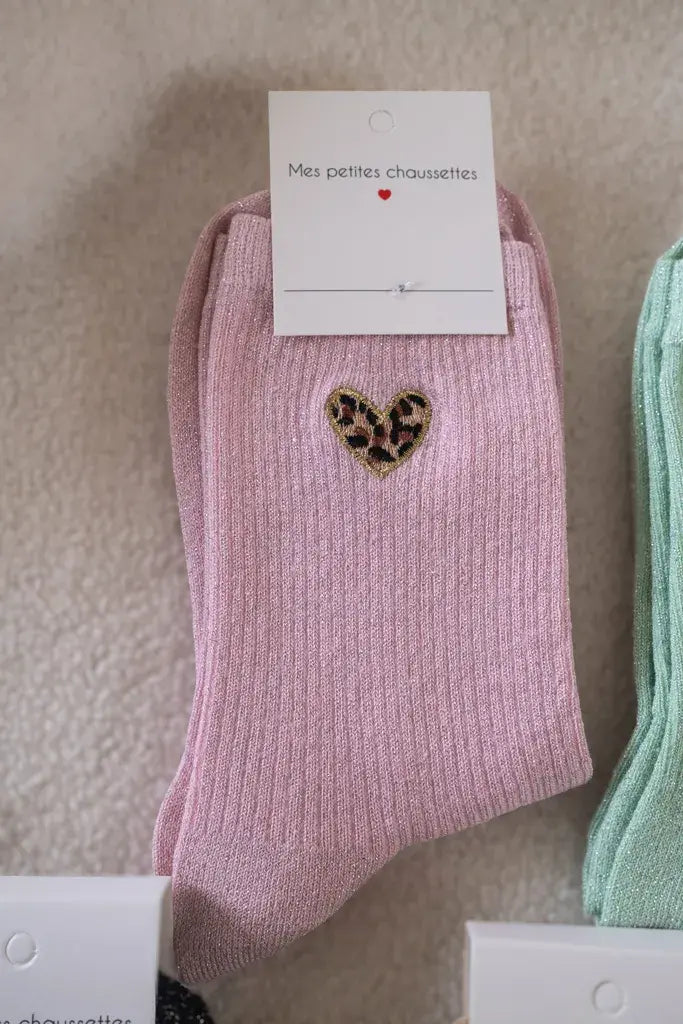 Chaussettes Cœurs léo roses