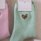 Chaussettes Cœurs léo vert d'eau