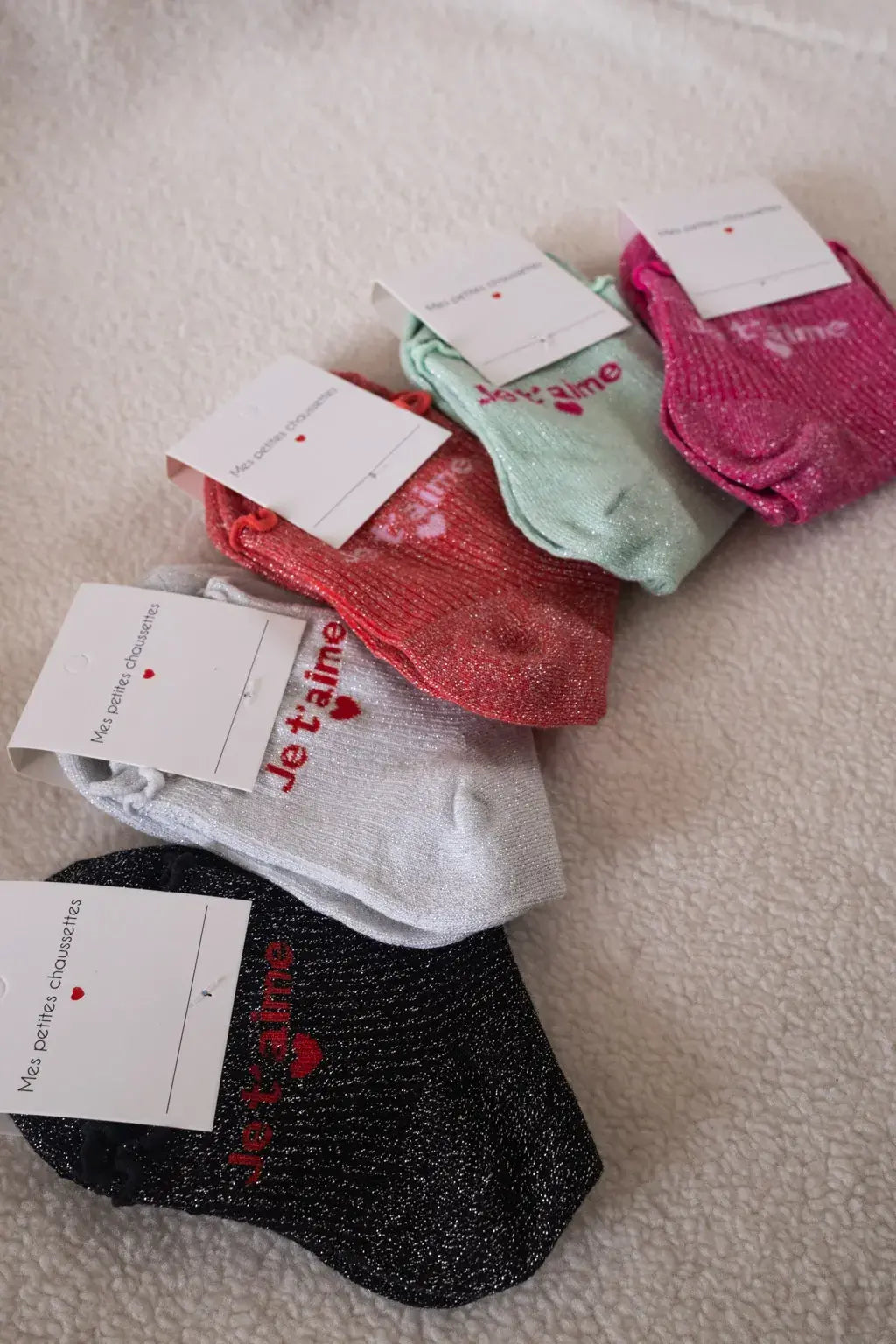 Chaussettes Je t'aime fuchsia