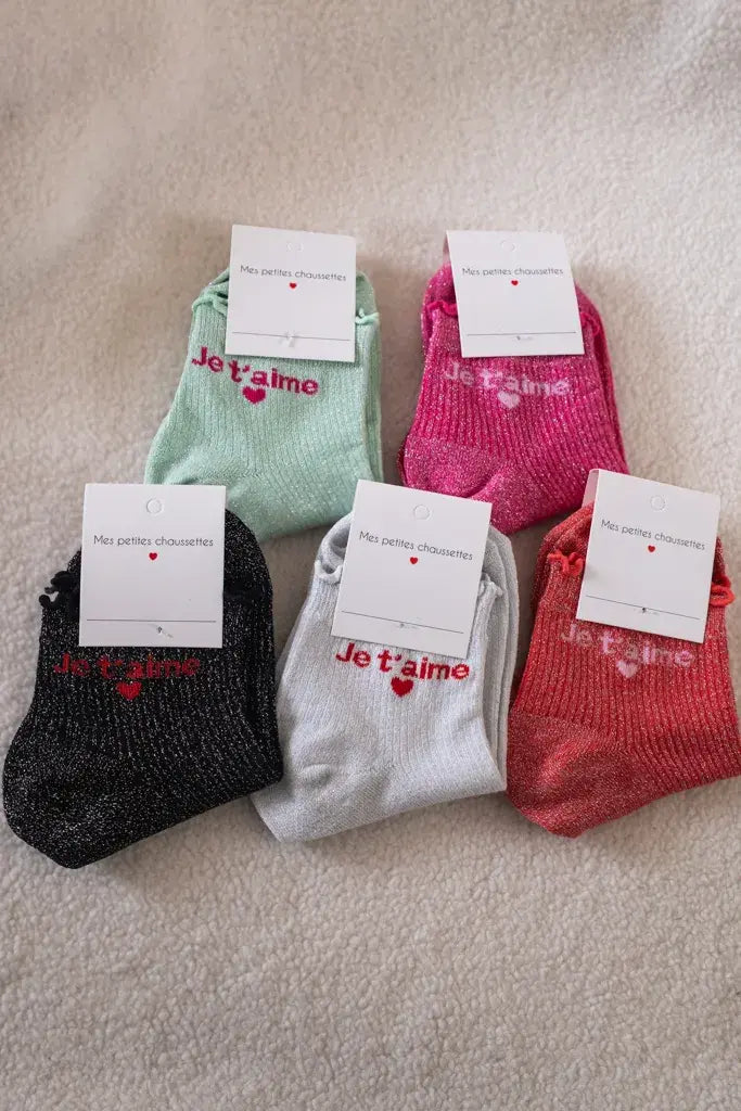 Chaussettes Je t'aime fuchsia