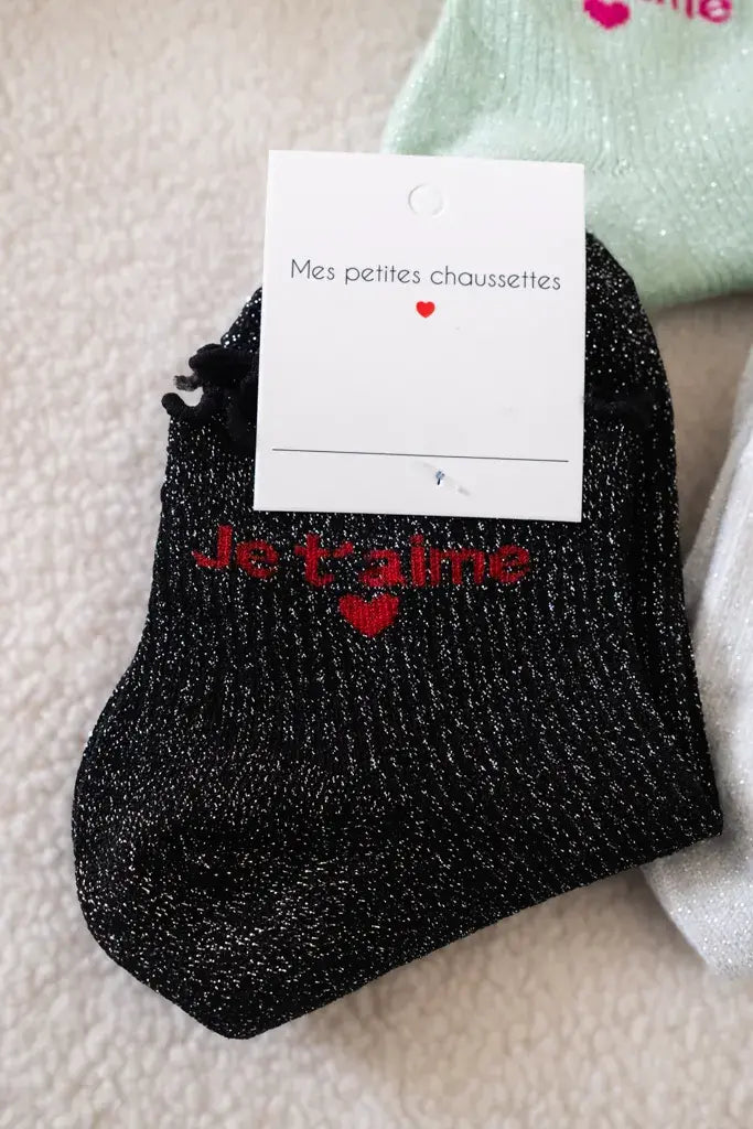 Chaussettes Je t'aime noires