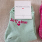 Chaussettes Je t'aime vert d'eau