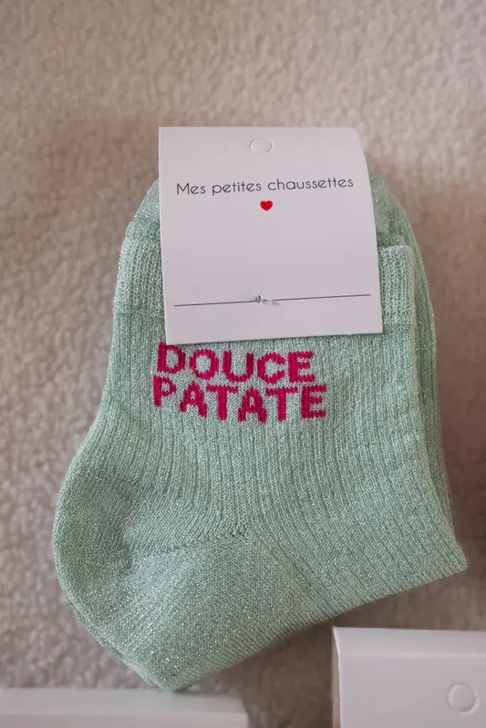 Chaussettes Douce Patate vert d'eau