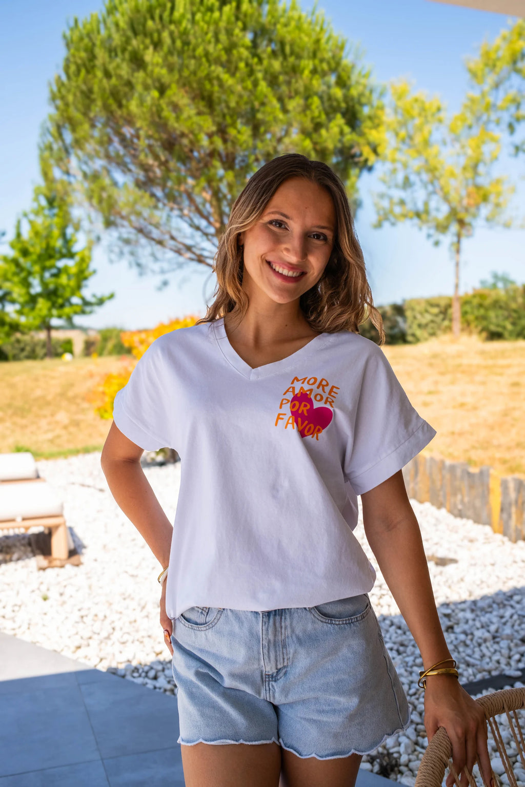 T-shirt More Amor écru