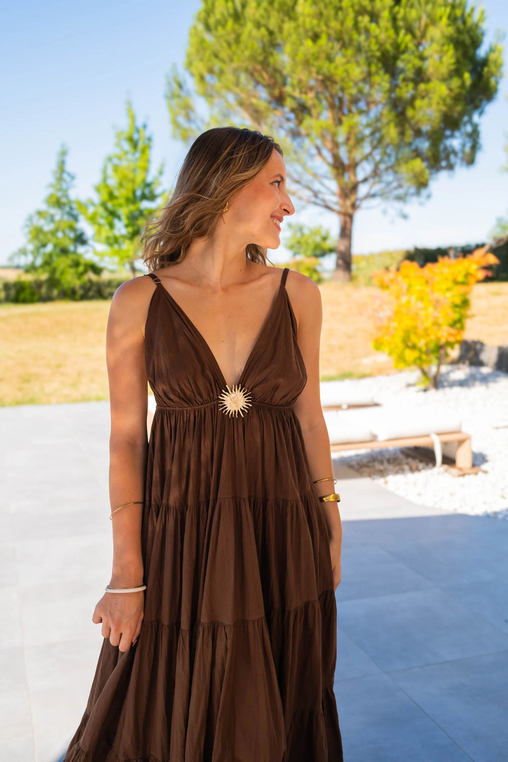 Robe Charline longue chocolat