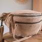 Sac banane en cuir velours - Hunter tan