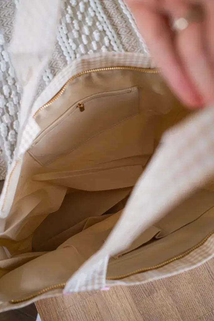 Sac cabas Vichy beige
